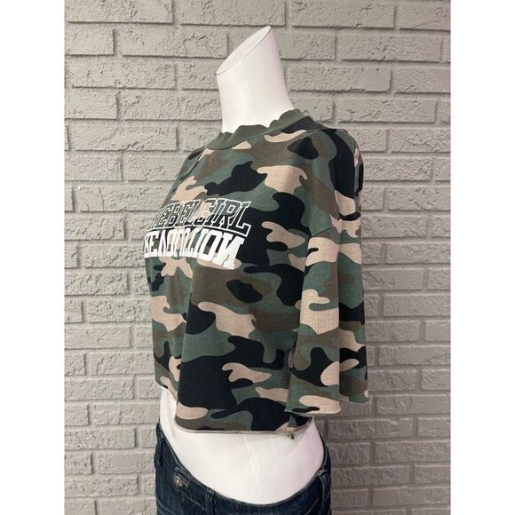 Divided H&M Women Camo Oversized Cropped High Neck Top Size XS - Picture 5 of 9